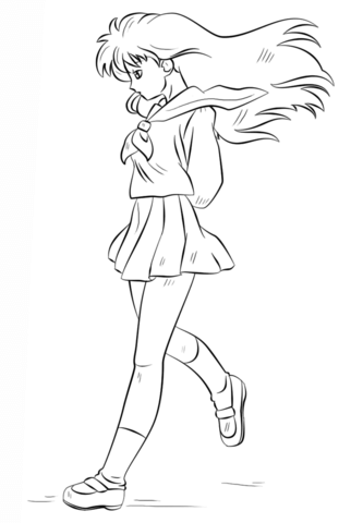 Kagome Higurashi Coloring Page